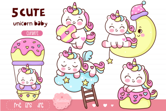 Cute Unicorn Cartoon Kawaii Clipart Pony