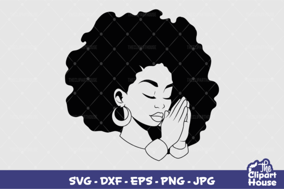Empowering Praying Hands Black Woman Silhouette: A Versatile Design for Digital Crafting and Personal Expression